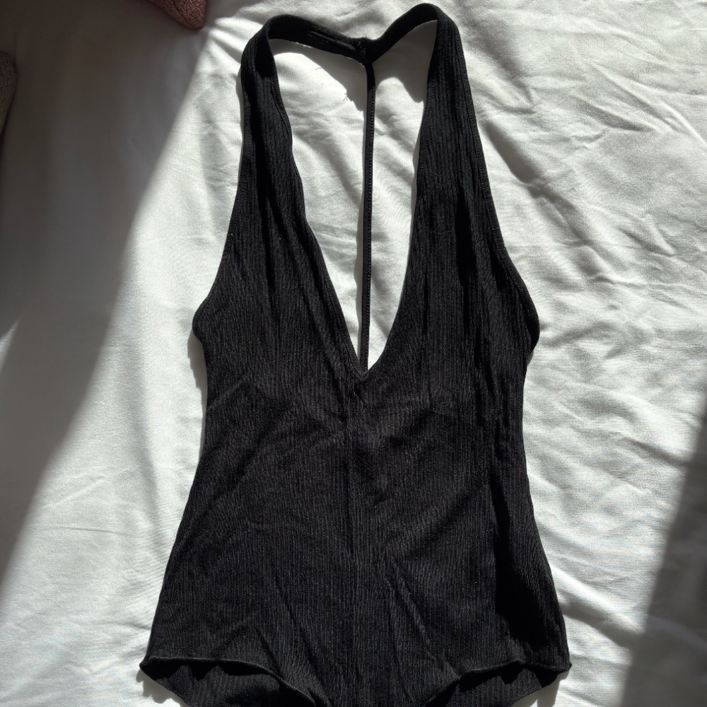 LF Emma & Sam Black Ribbed Knit Bodysuit